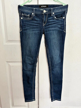 Express Legging Low Rise Stretch Jeans Skinny Blue Waist 2R/2R